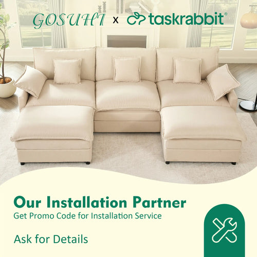 Stylish U-Shaped Modular Cloud Sofa