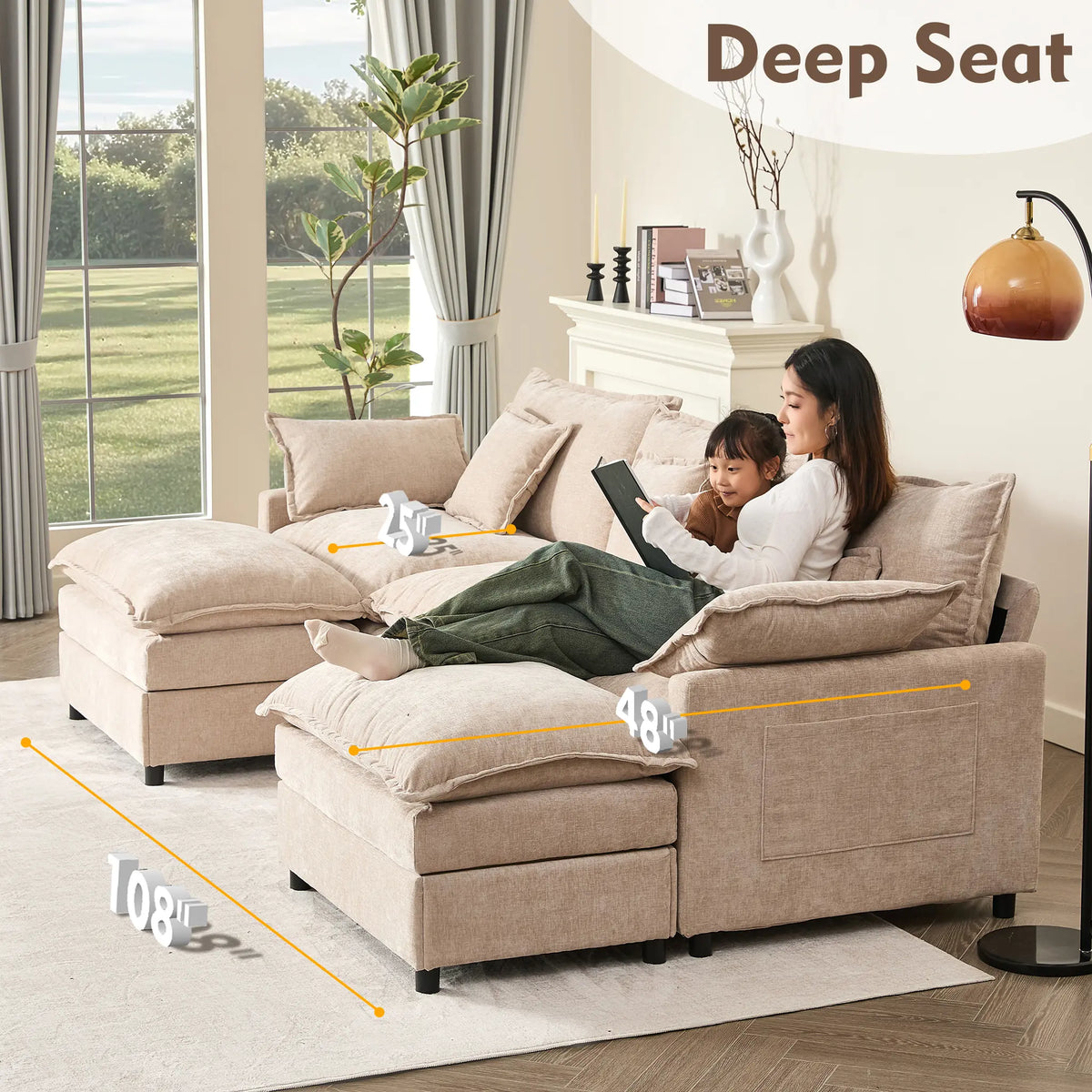 Stylish U-Shaped Modular Cloud Sofa